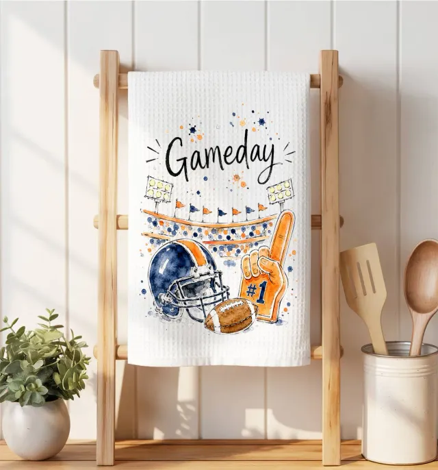 Avery Lane Gifts Gameday Football mikrofiberklud blå-orange 41x36 cm