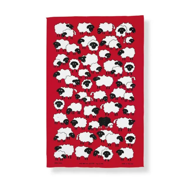 Ulster Weavers Baa Baa Sheep viskestykke rød bomuld