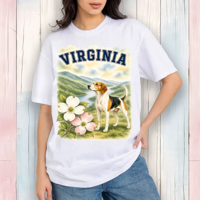 Avery Lane Gifts Virginia State Bird and Animal t-shirt hvid bomuld