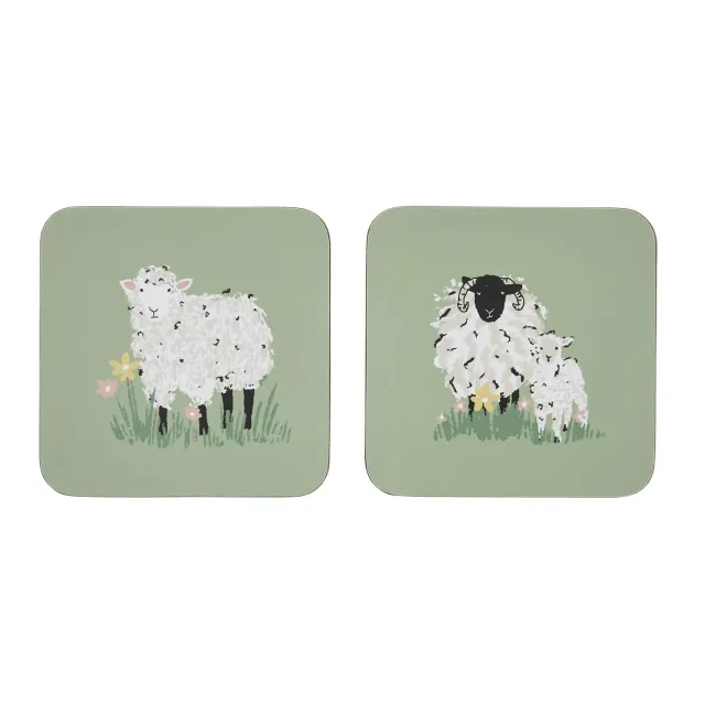 Ulster Weavers Woolly Sheep bordskånere grøn 4-pak kork