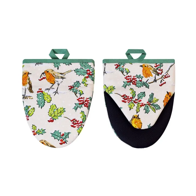 Ulster Weavers Christmas Robins grydelapper grøn 2 stk