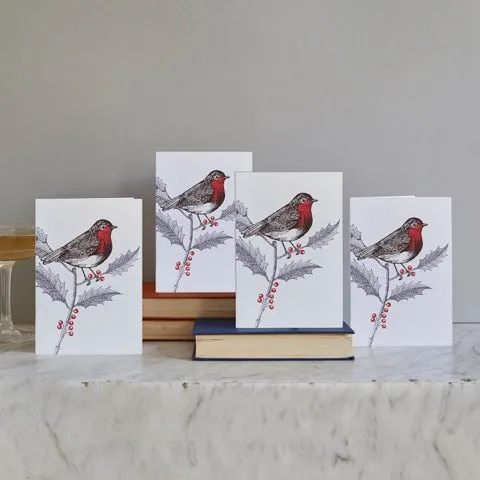 Thornback & Peel Robin & Holly julekort blankt