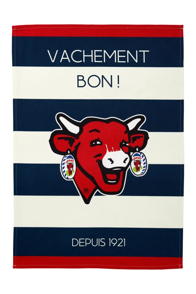 Coucke Laughing Cow viskestykke blå 50x75 cm bomuld