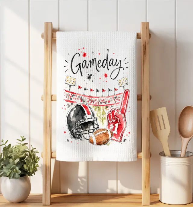 Gameday Football Black Red viskestykke vaffel 41 cm