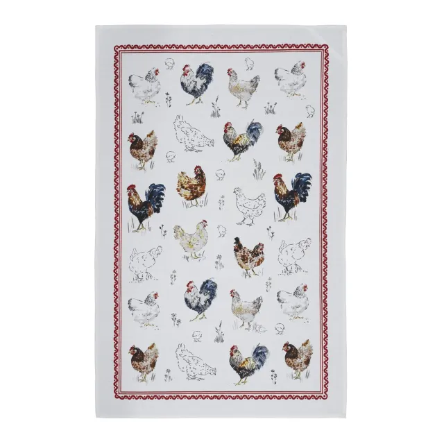 Ulster Weavers Farm Birds viskestykke bomuld rød