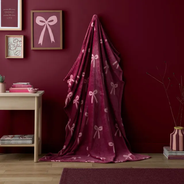 Ulster Weavers Bows plaid berry 120x150 cm fleece