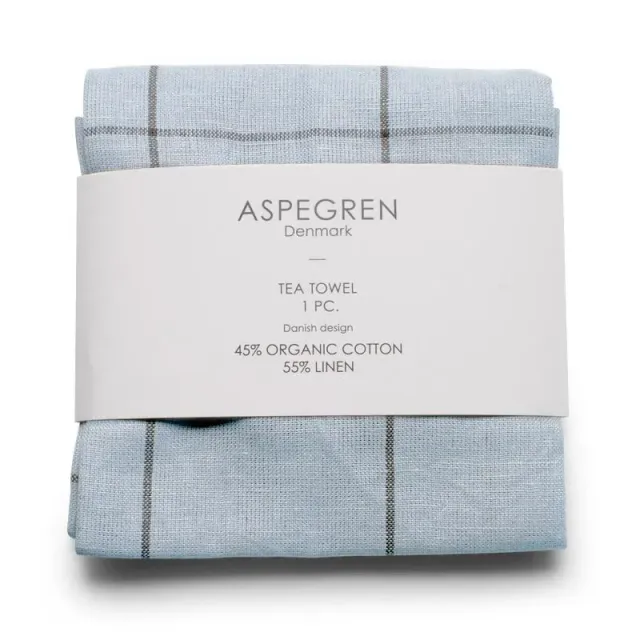 AspEgren Squares viskestykke 50x70 cm Pearl and Blue hør