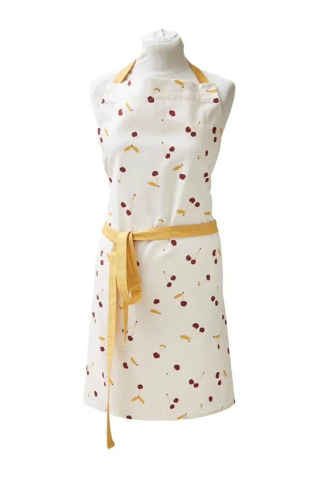 Coucke Cherries forklæde hvid 76x85 cm bomuld