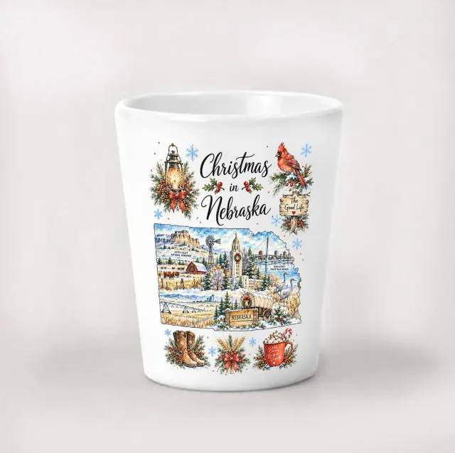 Avery Lane Gifts Christmas in Nebraska State Map shotglas 44 ml