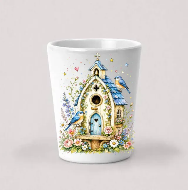 Avery Lane Gifts Watercolor Birdhouse shotglas 44 ml keramik