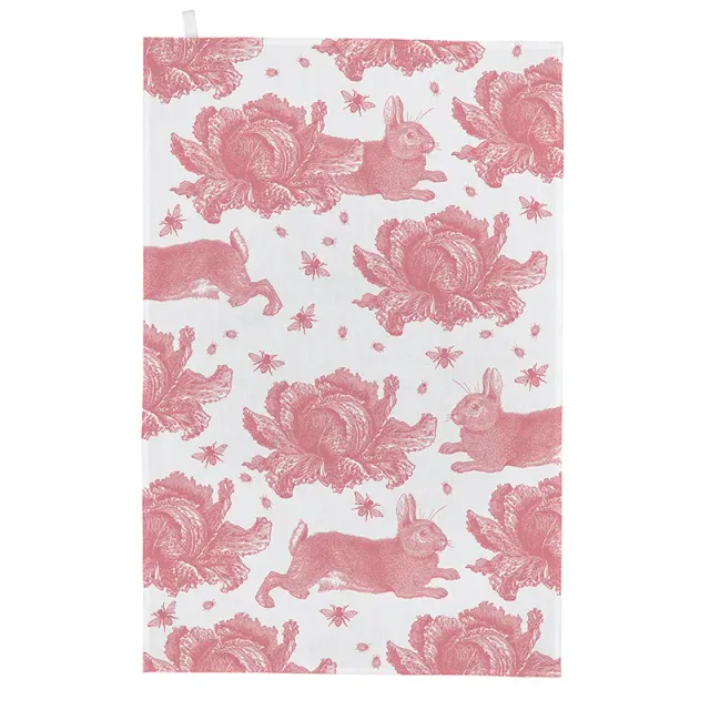 Thornback & Peel Rabbit & Cabbage Pink viskestykke 50x70 bomuld
