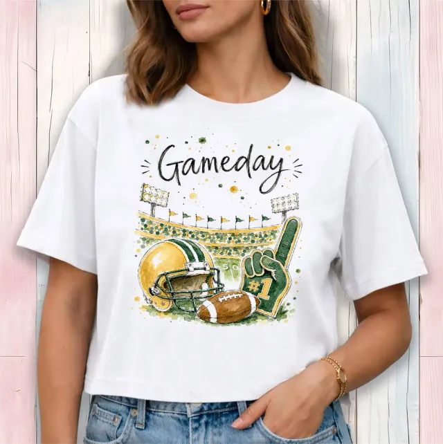 Avery Lane Gifts Gameday Football croppet t-shirt hvid bomuld L