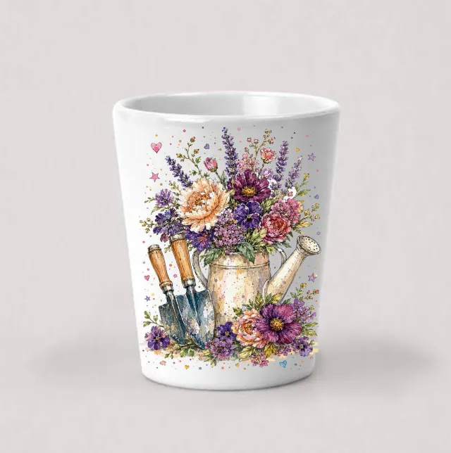 Avery Lane Gifts Watercolor Flower Watering Can shotglas keramik