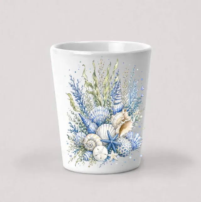 Avery Lane Gifts Coastal Blue Sea Shells Bouquet shotglas 4 cl keramik