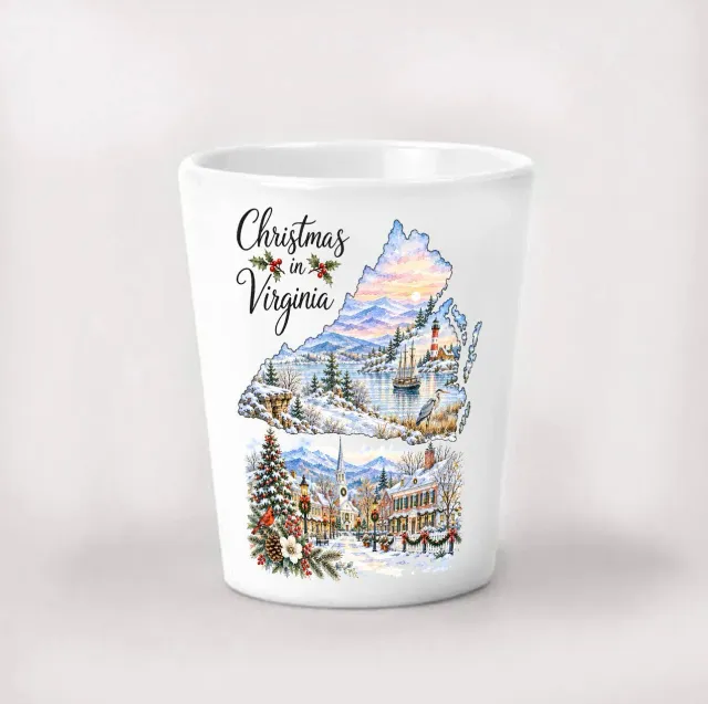 Avery Lane Gifts Virginia Christmas shotglas 4 cl hvid