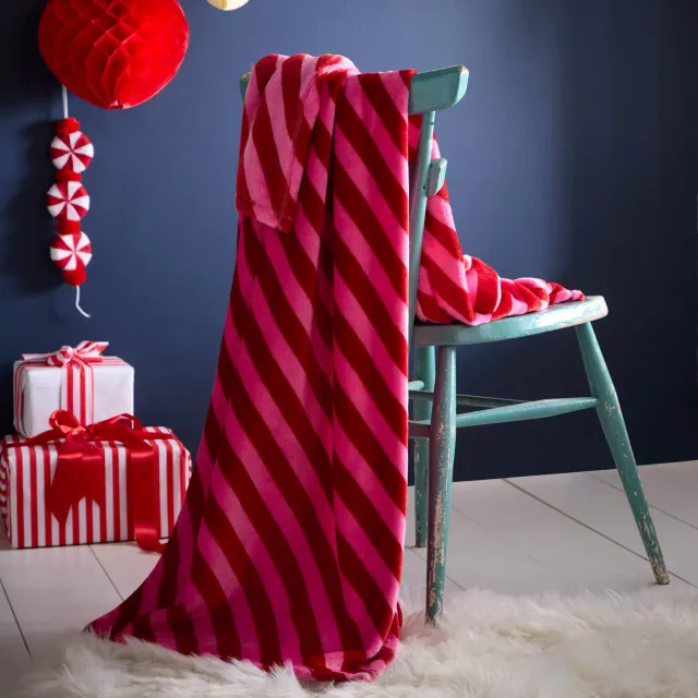 Ulster Weavers Candy Stripe plaid rosa 120x150cm fleece