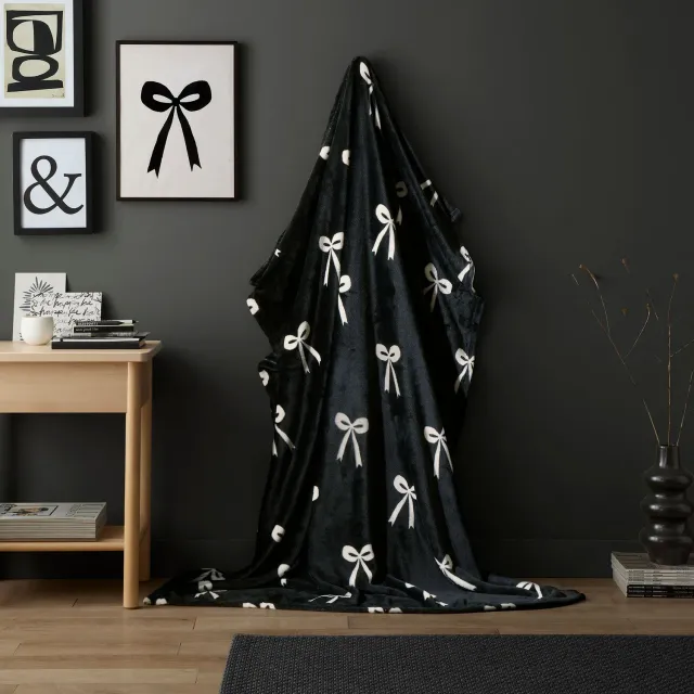 Ulster Weavers Bows plaid monochrome 120x150 blød fleece