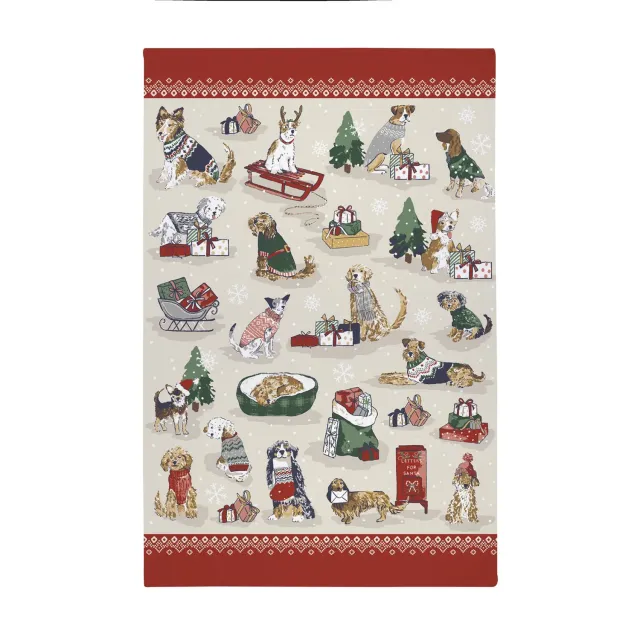Ulster Weavers Merry Mutts viskestykke rød 100% bomuld