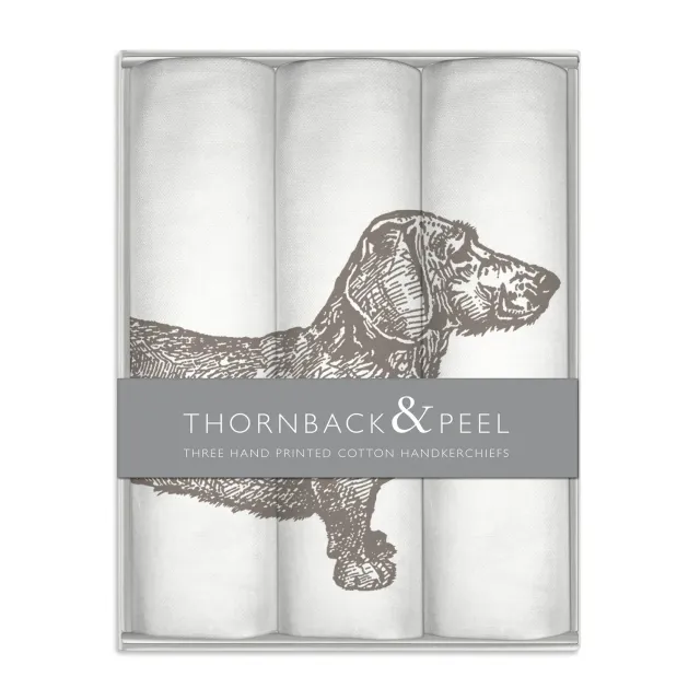 Thornback & Peel Dog lommetørklæder 3 stk bomuld gravhund