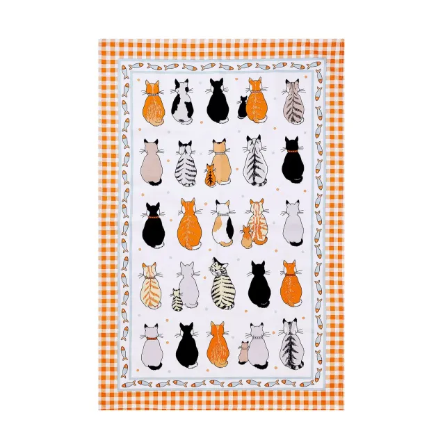 Ulster Weavers Cats in Waiting viskestykke orange 100% bomuld