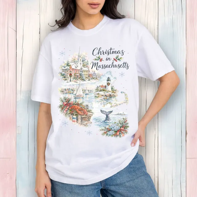 Avery Lane Gifts Christmas Massachusetts t-shirt hvid