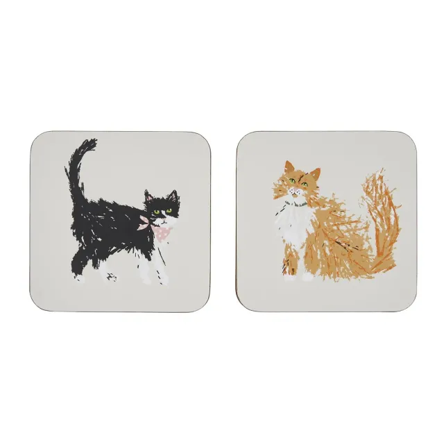 Ulster Weavers Feline Friends bordskåner 4-pak creme kat