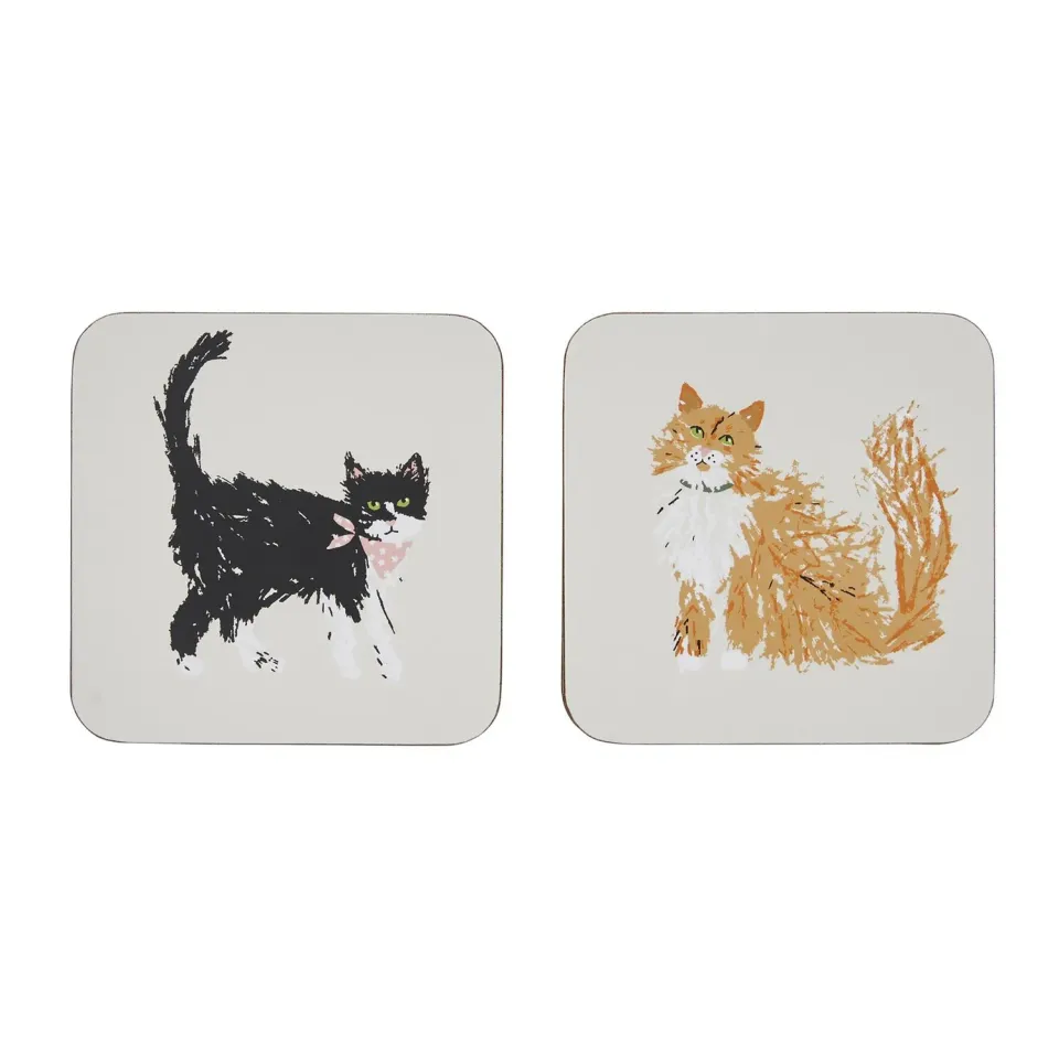 Ulster Weavers Feline Friends bordskåner 4-pak creme kat