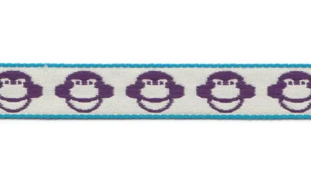 Aspegren Monkey bånd lilla 1 cm x 3 m bomuld