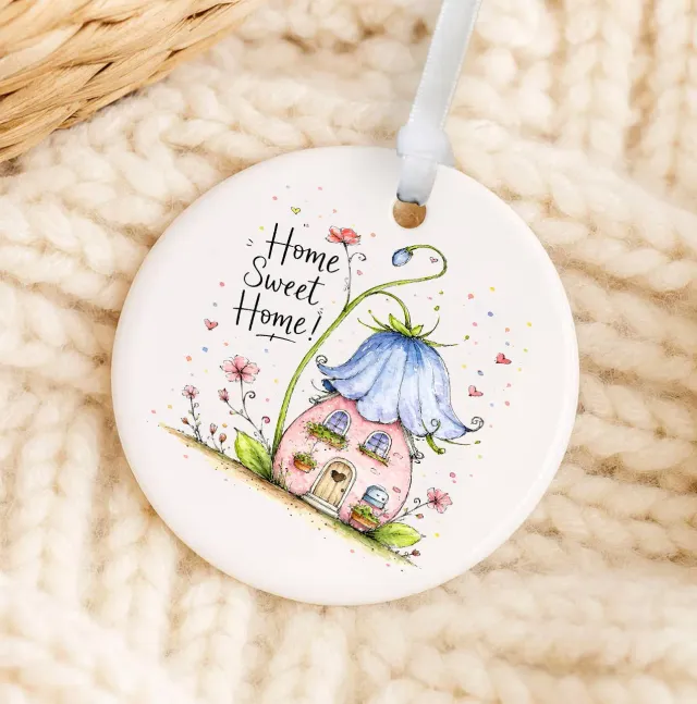 Avery Lane Gifts Home Sweet Home House Flowers julepynt porcelæn