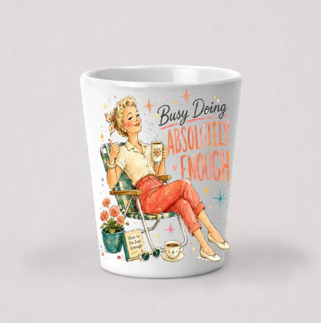 Avery Lane Gifts Busy Doing Nothing shotglas hvid keramik